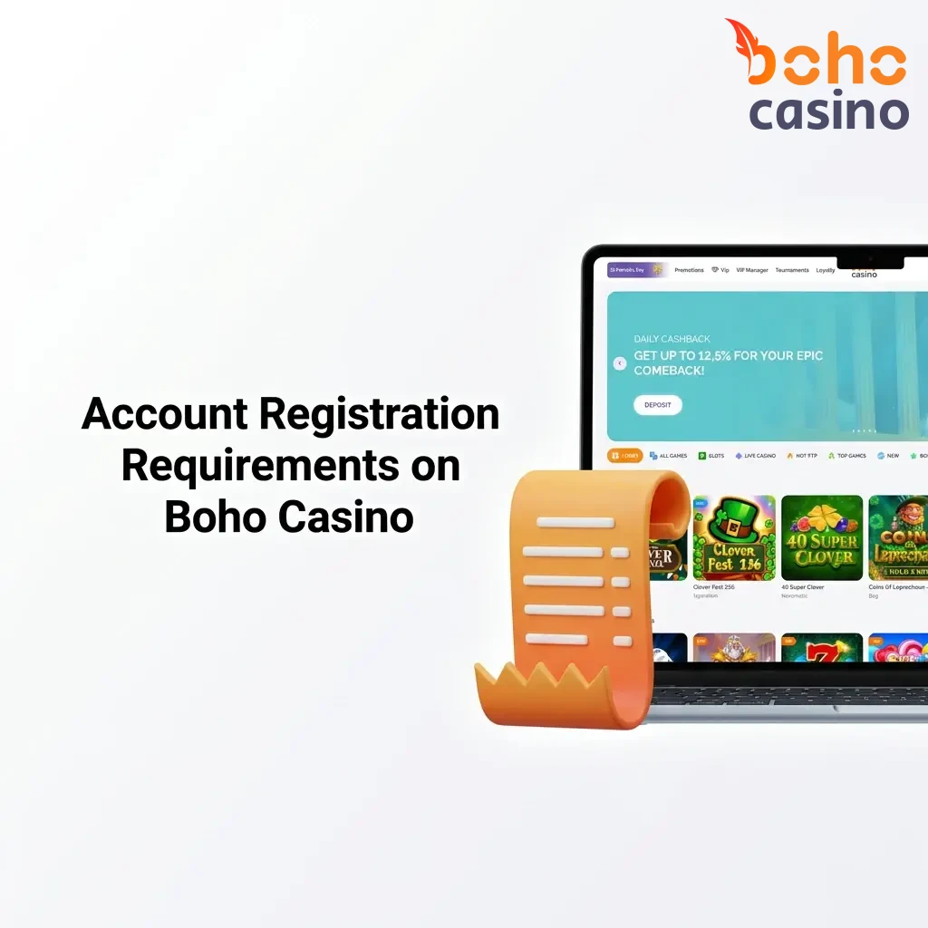 Boho Casino account registration requirements checklist for Canadian players showing age and eligibility rules