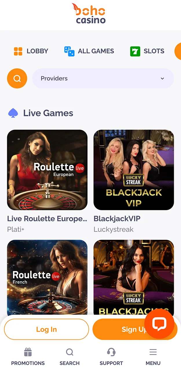 Games with Boho Casino dealers.