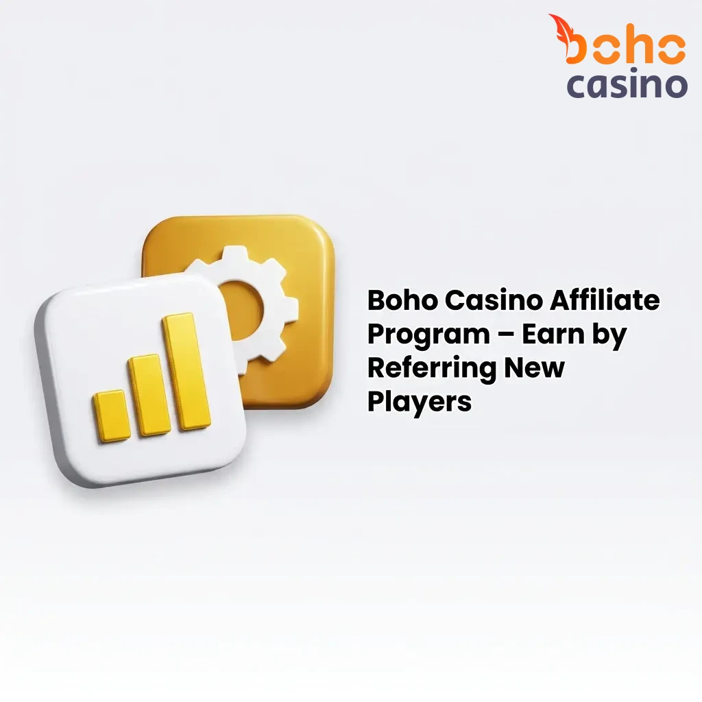 Boho Casino affiliate program dashboard showing commission rates and referral tracking for partner earnings