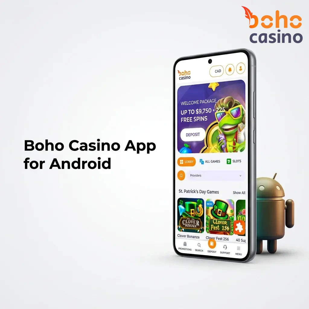 Boho Casino Android app download guide showing APK installation steps on a mobile device
