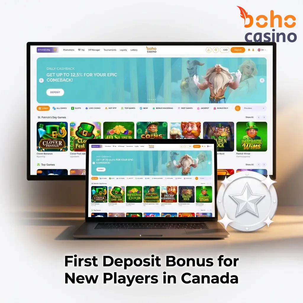 Boho Casino welcome bonus for Canadian players offering up to CAD 13,250 and 225 free spins