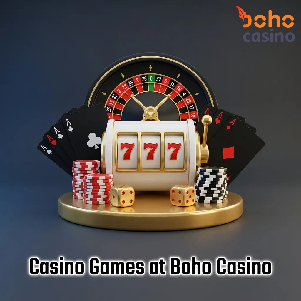 Boho Casino game library featuring slots, live dealer tables, poker, and more for Canadian players