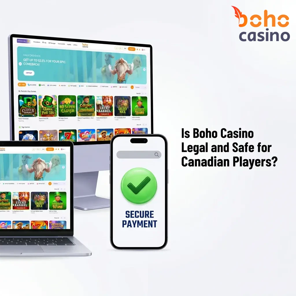 Boho Casino secure platform with SSL encryption and Curaçao eGaming licence for safe Canadian players