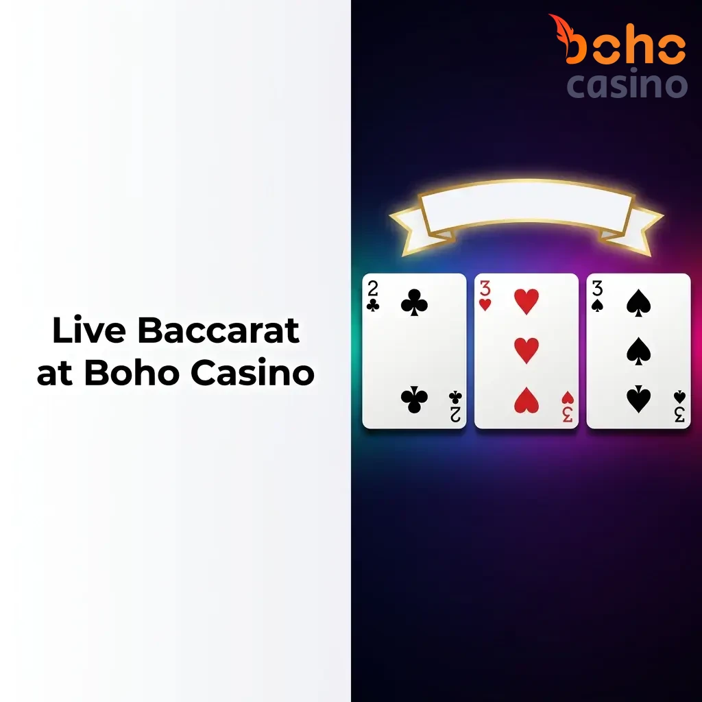 Live baccarat table with dealer at Boho Casino, featuring Evolution and Pragmatic Play games for Canadian players.