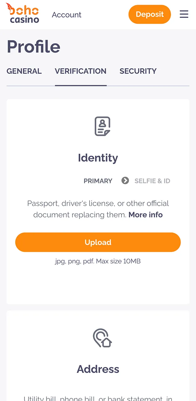 Account verification is a mandatory requirement for playing at Boho Casino.