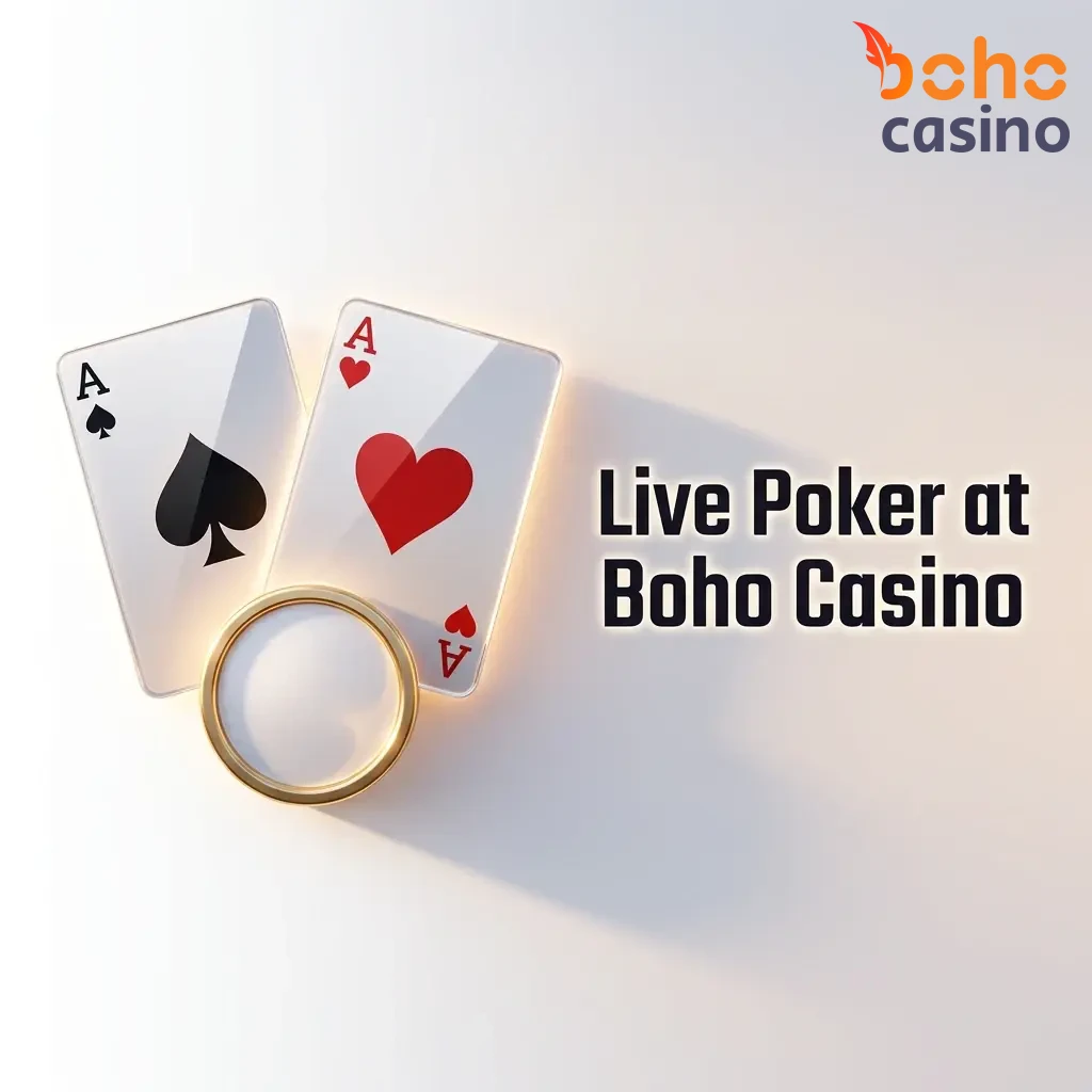 Live poker table games at Boho Casino featuring Evolution and Playtech titles like Casino Hold'em and Caribbean Stud