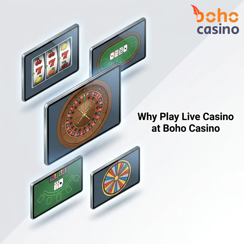 Live casino dealer at Boho Casino hosting an interactive table game in a professional studio for Canadian players